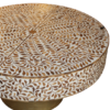 Round teak inlay floral coffee table with brass base Wooden Teak Inlay Coffee Table | Floral Center Table