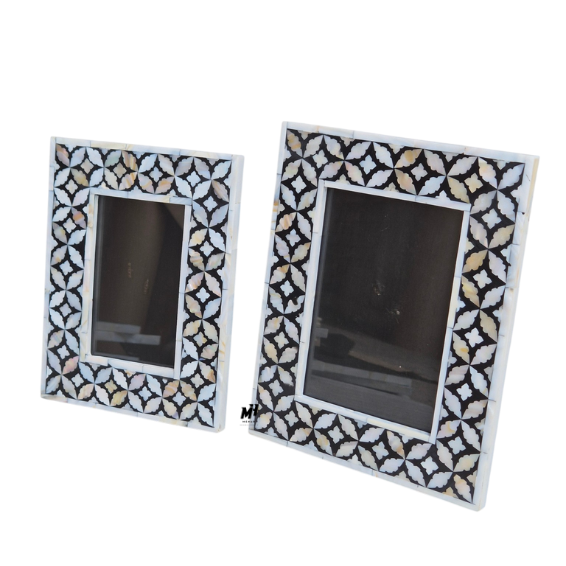 mother-of-pearl-inlay-photo-frames-set-of-2 Set of two mother of pearl inlay photo frames