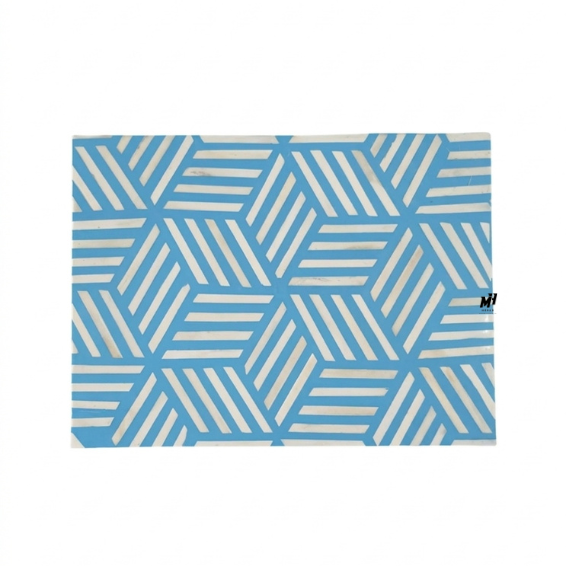 Sky blue bone inlay bedside table with two drawers