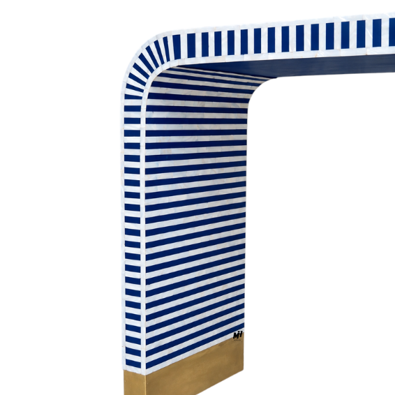 Striped bone inlay console table