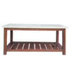 Wooden bone inlay center table with herringbone pattern top and storage shelf Bone Inlay Center Table | Wooden Coffee Tables