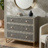 Black and white bone inlay chest of drawers in scalloped pattern Bone Inlay Chest of Drawers | Black & White Dresser