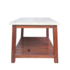Wooden bone inlay center table with herringbone pattern top and storage shelf Bone Inlay Center Table | Wooden Coffee Tables