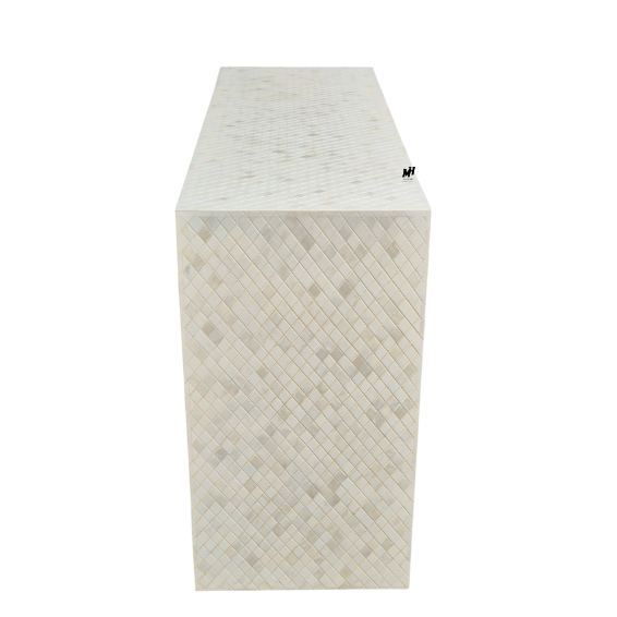 Bone inlay waterfall console table in U-shaped Hand carved Bone Inlay Console Table