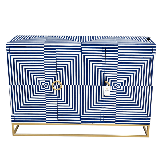 Bone-Inlay-Cabinet-Navy-Blue-Handcrafted-Buffet Bone inlay Navy Blue buffet cabinet
