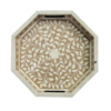 Bone inlay octagonal beige floral serving trays