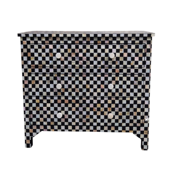 Mother of Pearl Inlay Chest of Drawers | Black Dresser