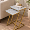 Mother of Pearl Inlay Floral Nesting Tables | Side Table