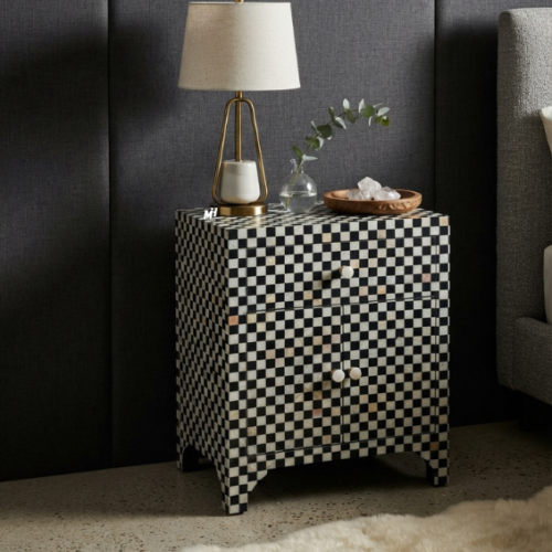 Mother of Pearl Inlay Bedside Table | Small Cabinet