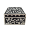 Floral-Bone-Inlay-Box-Black-White-Jewelry-Organizer Black and white floral bone inlay jewelry box with domed lid