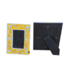 Set of two yellow mother of pearl inlay picture frames in floral pattern