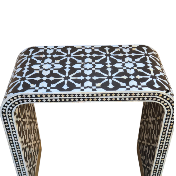 Black Mother of Pearl Inlay Console Table