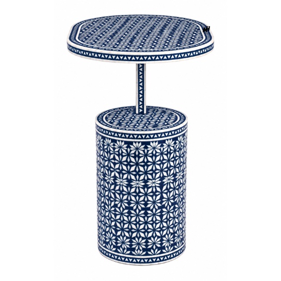 Navy Blue Mother of Pearl Side Table – Two-Tier Design Navy blue mother of pearl side table