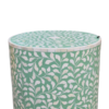 Bone Inlay Floral Round Side Table | Turquoise End Table