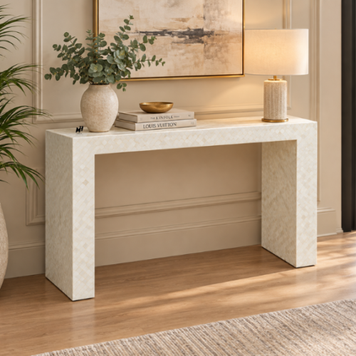 Hand carved Bone Inlay Console Table