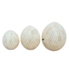 Bone-Inlay-Decorative-Eggs-Set-of-3-Carved-Swirl Set of three carved bone inlay decorative eggs in graduated sizes