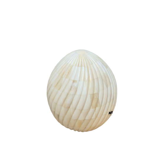 Bone-Inlay-Decorative-Eggs-Set-of-3-Carved-Swirl Set of three carved bone inlay decorative eggs in graduated sizes