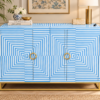 Sky blue and white bone inlay sideboard cabinet
