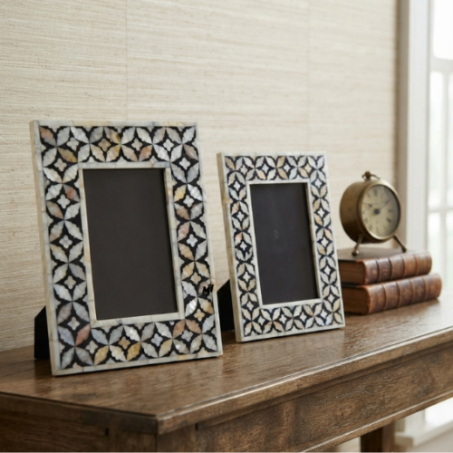 Set of two mother of pearl inlay photo frames