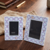 mother-of-pearl-purple-trellis-photo-frames-set-of-2 Set of two purple mother of pearl inlay photo frames in trellis pattern
