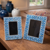mother-of-pearl-blue-floral-picture-frames-set-of-2 Set of two blue mother of pearl inlay picture frames