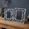 Set of two black mother of pearl inlay photo frames