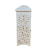 White mother of pearl inlay mini chest of drawers with domed top and four floral drawers