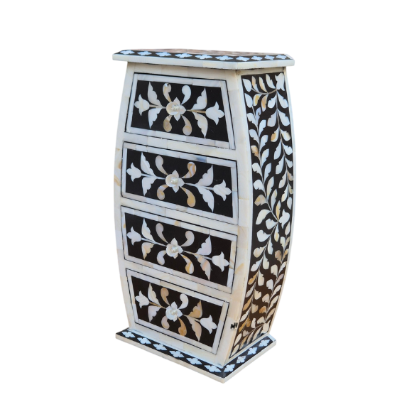 Black mother of pearl inlay mini chest of drawers
