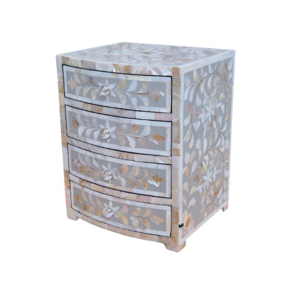 Grey mother of pearl inlay mini chest of drawers