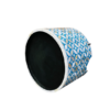 Blue mother of pearl inlay cake stand with geometric petal pattern