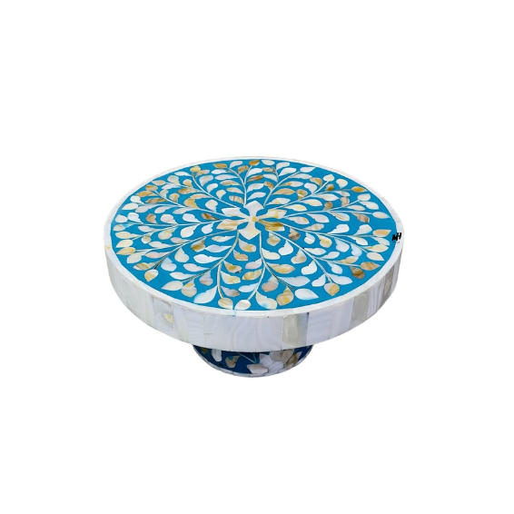 Blue mother of pearl inlay cake stand
