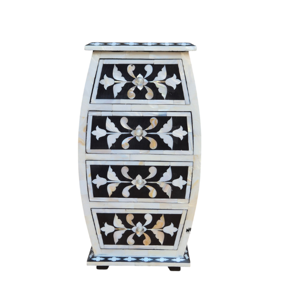 Black mother of pearl inlay mini chest of drawers