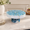 Blue mother of pearl inlay cake stand
