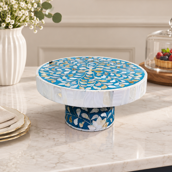 Blue mother of pearl inlay cake stand