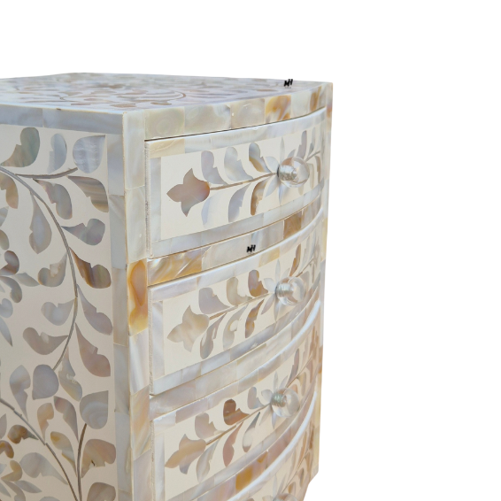 White mother of pearl inlay mini chest of drawers