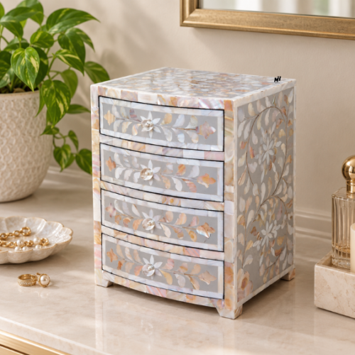 Grey mother of pearl inlay mini chest of drawers