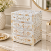 White mother of pearl inlay mini chest of drawers